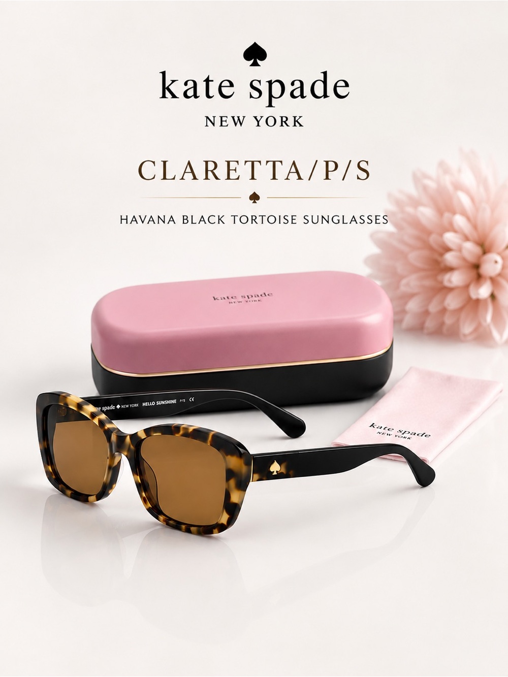 Kate Spade Claretta P/S Tortoise Sunglasses Brown Lens NWT Case